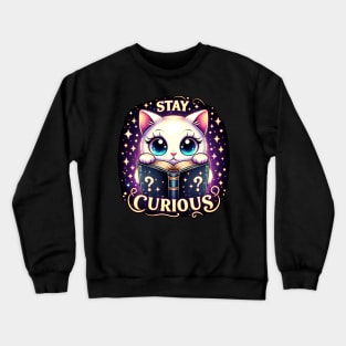 Stay curious - Cute kawaii cat Crewneck Sweatshirt